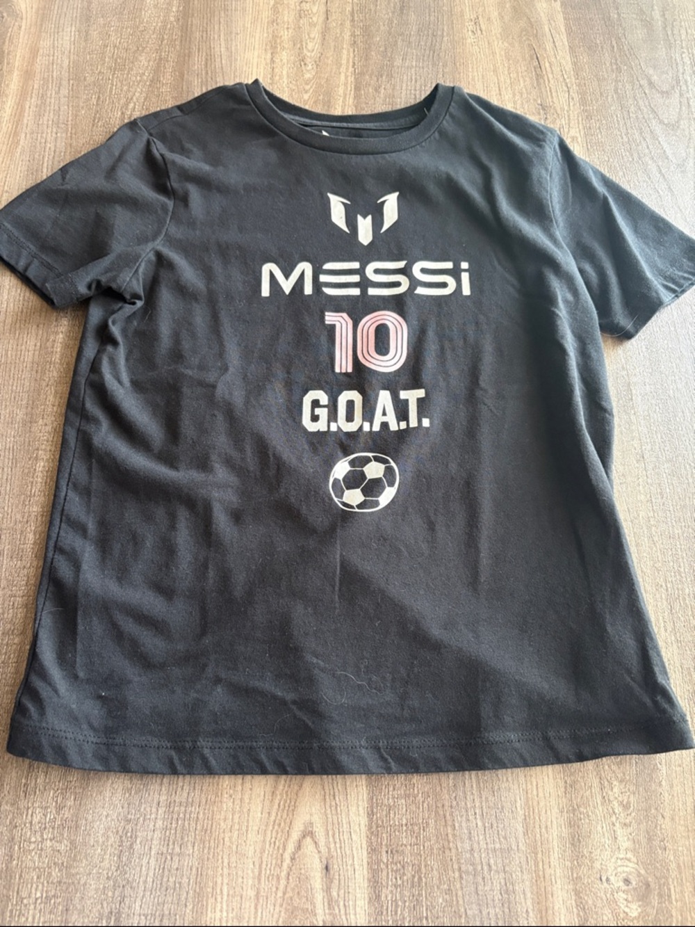Kids Messi Black '10 G.O.A.T.' Short Sleeve Soccer Tee